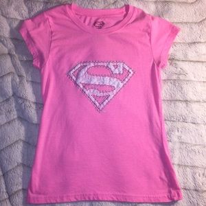 3/$15 Girls Pink Superman Shirt XL Dc comics